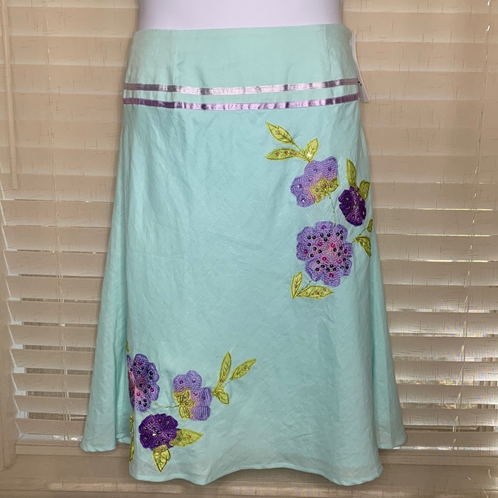 Edward Floral Linen Skirt Size 6